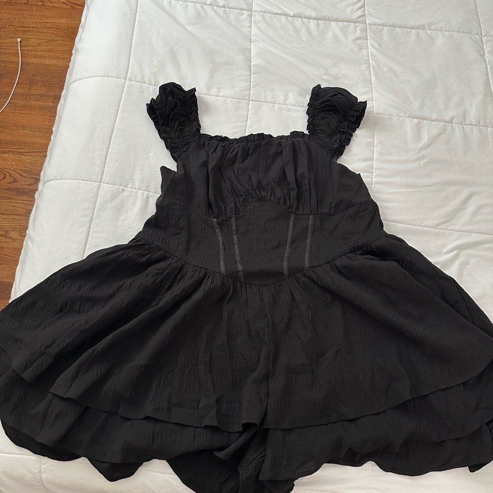 SHEIN Black Ruffled Dress